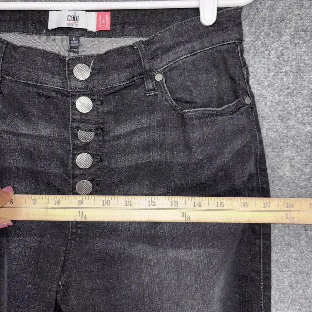 CAbi Jeans Womens Size 8 Black  Exposed Buttons Straight #4149 - Picture 6 of 11